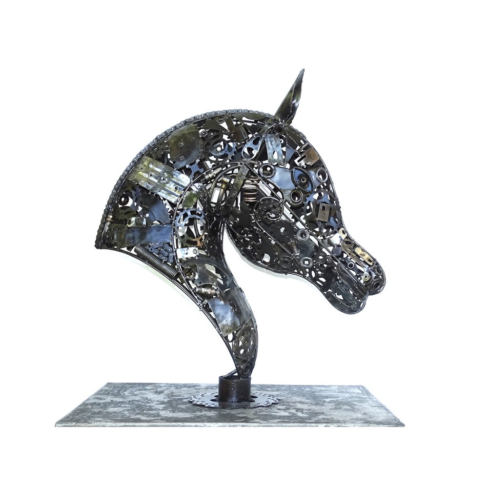 TCH1 Sculpture Tête cheval en métal recyclé