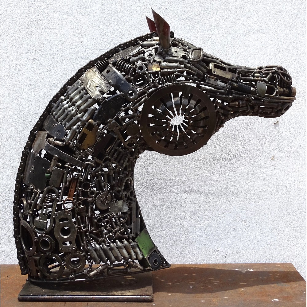 TCH2 Sculpture Tête cheval en métal recyclé