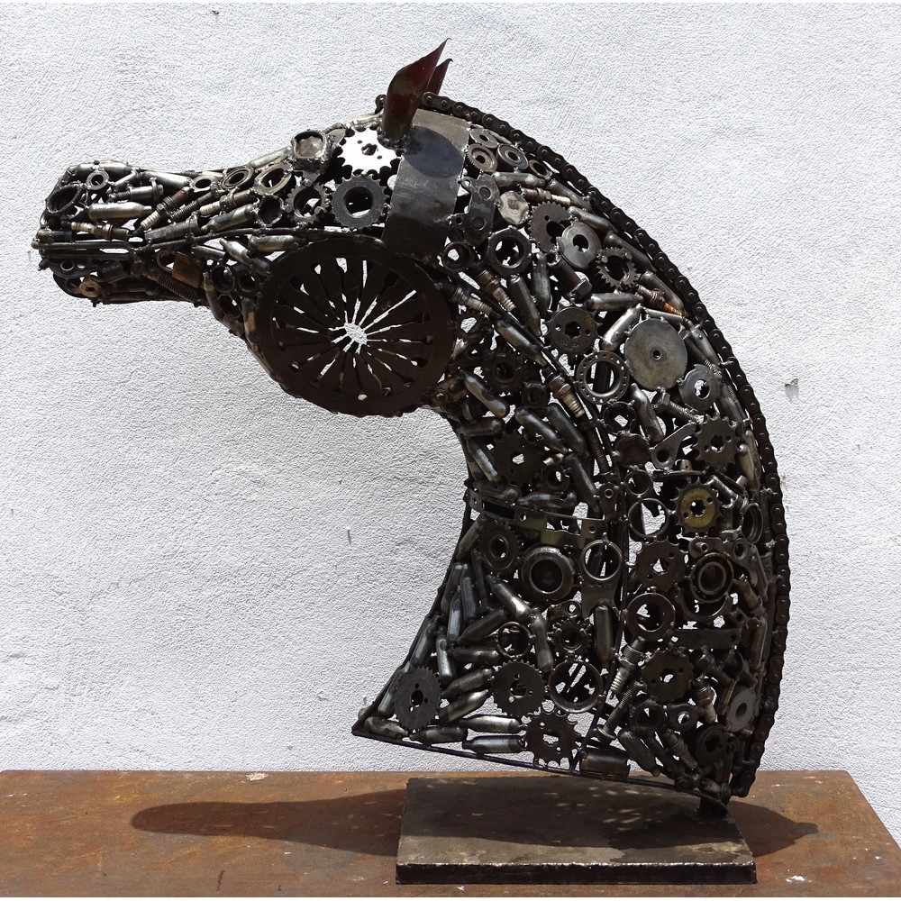 TCH3 Sculpture Tête cheval en métal recyclé
