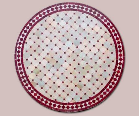 Table Zellige cabochons rouges