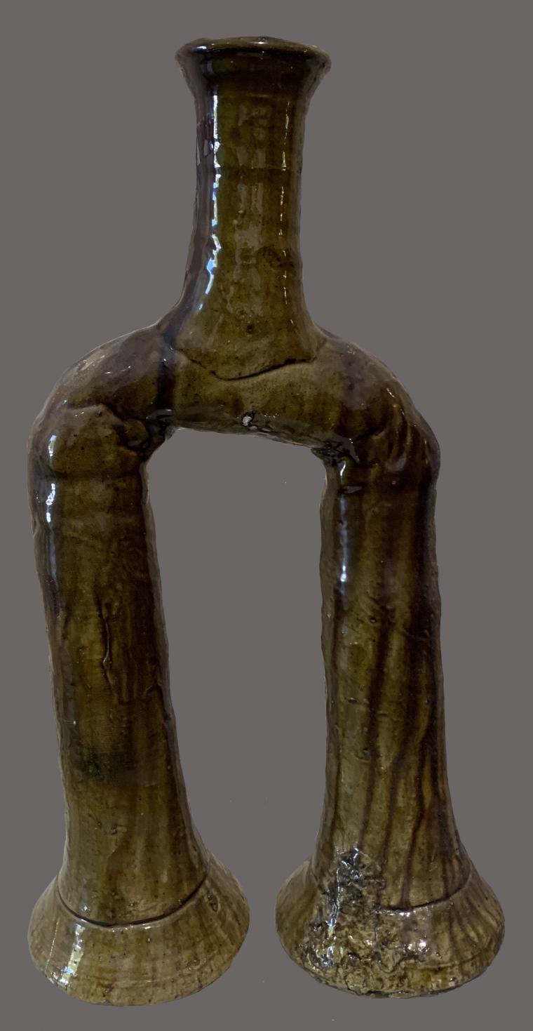 CHANDELIER EN TERRE VERNISSÉE VERTE